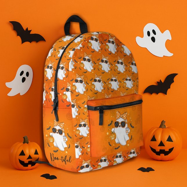 Cute Halloween Ghost Pumpkin Spice Personalized Printed Backpack (Creator Uploaded)