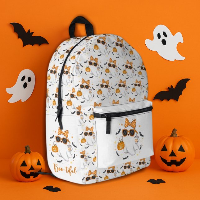 Cute Halloween Ghost Pumpkin Spice Personalized Printed Backpack (Creator Uploaded)
