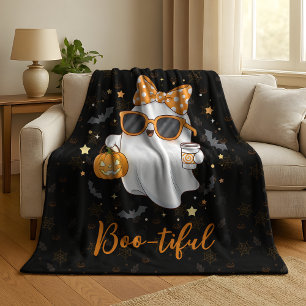 Cute Halloween Ghost Pumpkin Spice Personalized Sherpa Blanket