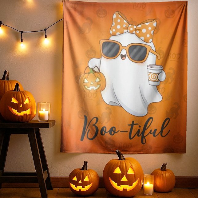 Cute Halloween Ghost Pumpkin Spice Personalized Tapestry (Creator Uploaded)