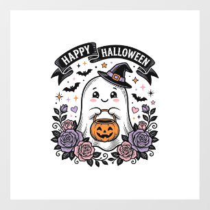 Cute Halloween Ghost Pumpkin Vintage Shirt Design_ Window Cling