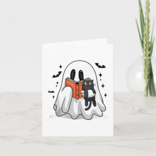 Cute Halloween Ghost Reading Book Tank Top_1 Card