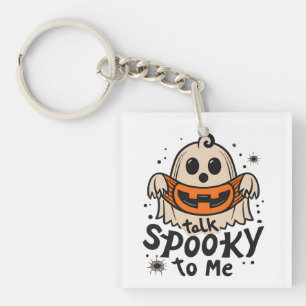 Cute Halloween Ghost Retro : Talk Spooky To Me Keychain