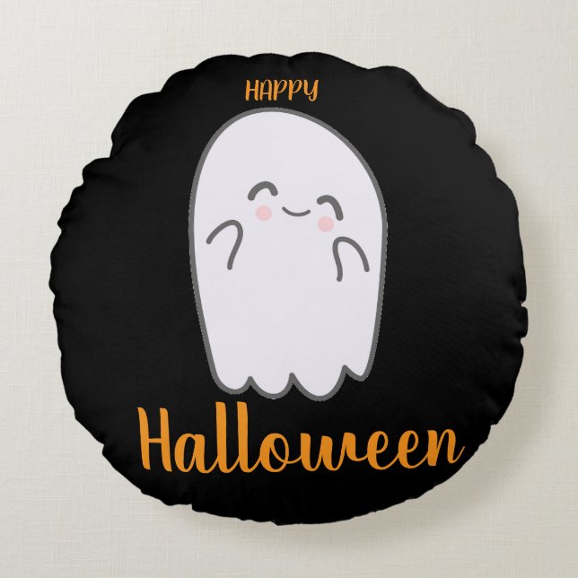 Cute Halloween Ghost  Round Pillow (Front)