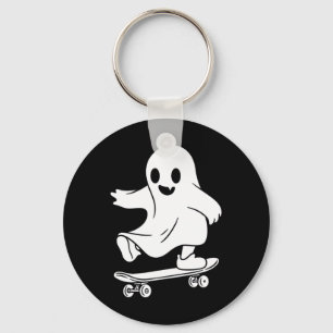 Cute Halloween Ghost Skateboarding Funny Skateboar Keychain
