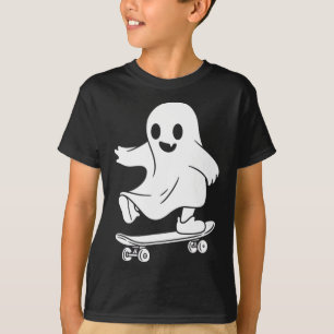 Cute Halloween Ghost Skateboarding Funny Skateboar T-Shirt