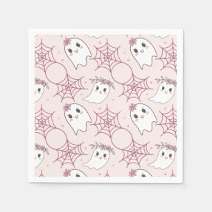 Cute Halloween Ghost & Spiderweb Pattern (2) Napkin