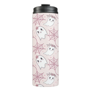Cute Halloween Ghost & Spiderweb Pattern (2) Thermal Tumbler