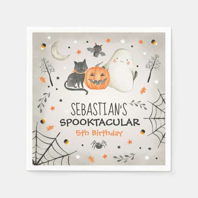Cute Halloween Ghost Spooktacular Birthday Decor Napkin (Front)