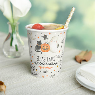 Cute Halloween Ghost Spooktacular Birthday Decor Paper Cups