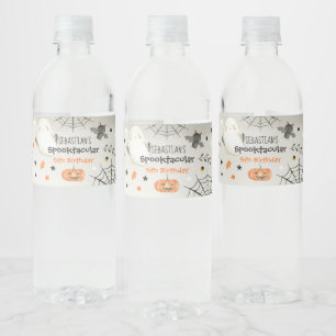 Cute Halloween Ghost Spooktacular Birthday Decor Water Bottle Label