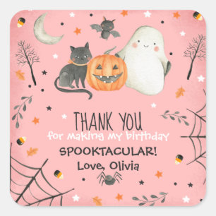 Cute Halloween Ghost Spooktacular Birthday Favour Square Sticker