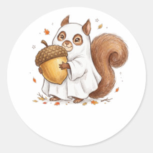 Cute Halloween Ghost Squirrel Custom Favor Classic Round Sticker