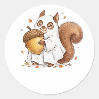 Cute Halloween Ghost Squirrel Custom Favour Classi Classic Round Sticker