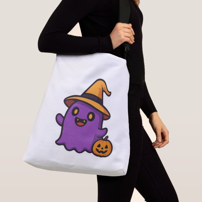 Cute Halloween Ghost Sticker  Crossbody Bag (Close Up)