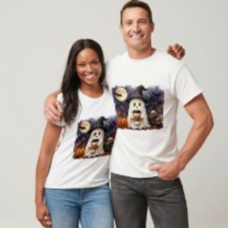 Cute Halloween Ghost T-Shirt | Spooky Pumpkin & Mo