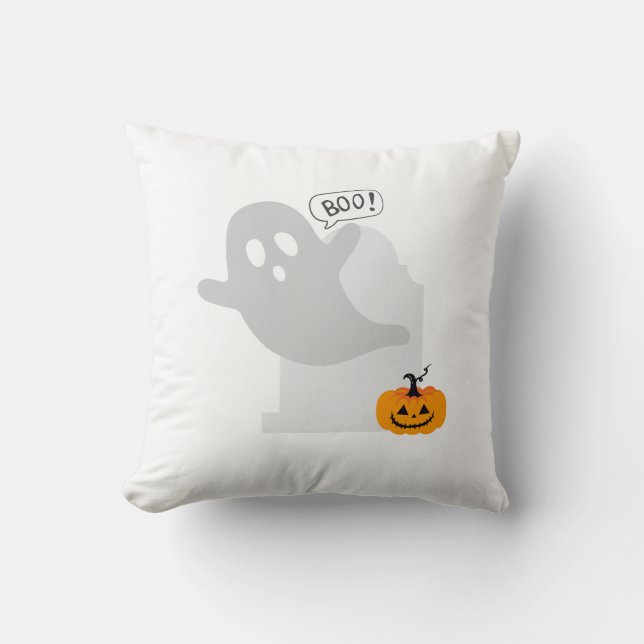Cute Halloween Ghost Throw Pillow (Front)