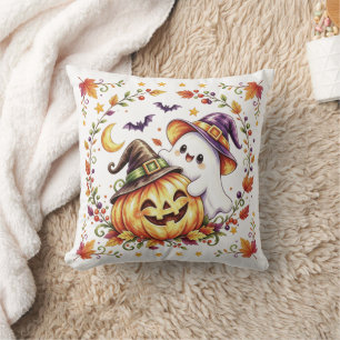 Cute Halloween Ghost & Throw Pillow