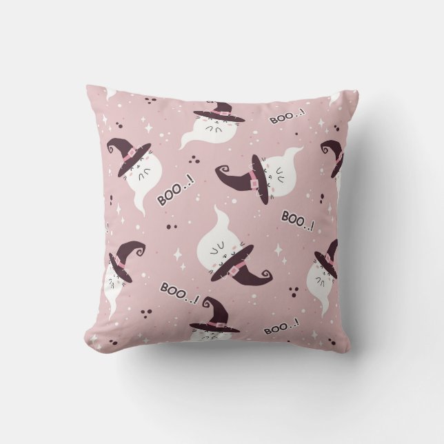 Cute Halloween Ghost  Throw Pillow (Front)
