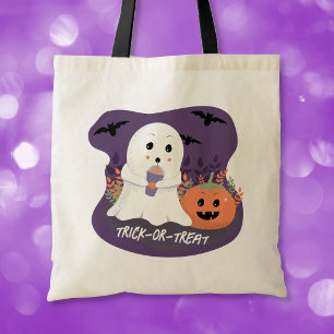 Cute Halloween Ghost Trick-or-Treat Tote Bag
