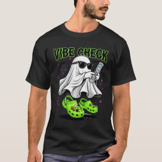 Cute Halloween Ghost Vibe Check Y2K Aesthetic Lime T-Shirt