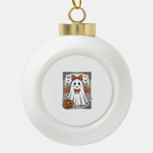 Cute Halloween Ghost Vintage Engraving Shirt Desig Ceramic Ball Christmas Ornament