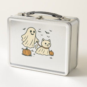Cute Halloween Ghost Walking Ghost Cat Classic T-S Metal Lunch Box