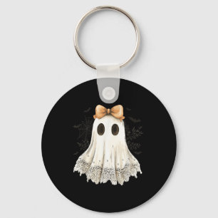Cute Halloween Ghost With Bow Lace Spooky Style Keychain