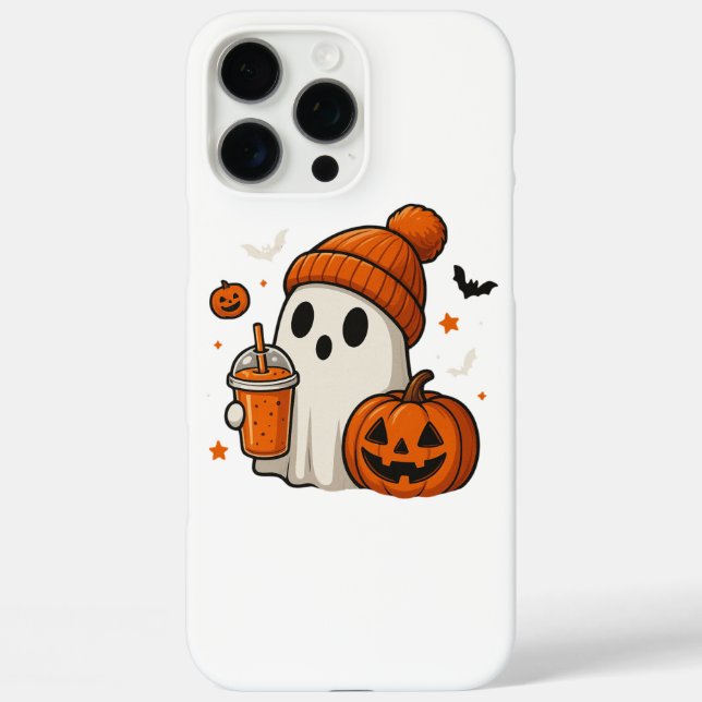 Cute Halloween Ghost with Pumpkin and Drink  Case-Mate iPhone Case (Back)