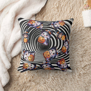 Cute Halloween Ghost with Pumpkin Throw Pillow
