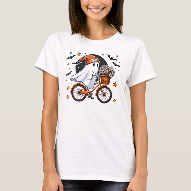 Cute Halloween Ghost Womens Halloween T-Shirt (Front)