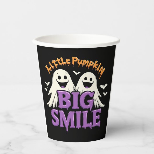 Cute Halloween Ghosts and Bats Paper Cups (Front)