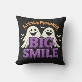 Cute Halloween Ghosts and Bats Throw Pillow