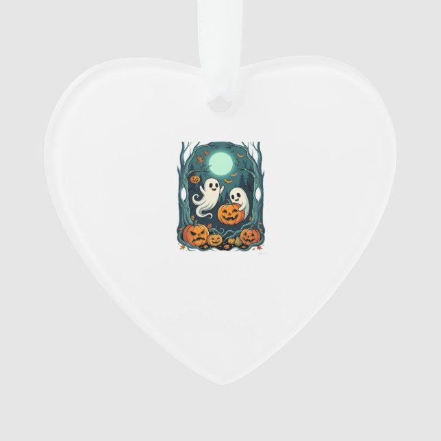 Cute Halloween Ghosts and Jack O Lantern Forest (2 Ornament (Front)