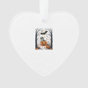 Cute Halloween Ghosts and Jack O Lantern Forest Ornament