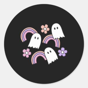 Cute Halloween Ghosts And Rainbows Classic Round Sticker