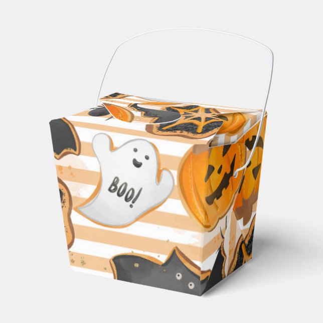 CUTE HALLOWEEN GHOSTS BATS SPIDER WEBS PUMPKINS FAVOR BOX (Front Side)