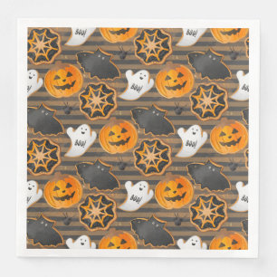 CUTE HALLOWEEN GHOSTS BATS SPIDER WEBS PUMPKINS NAPKIN