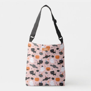 Cute Halloween Ghosts, Cats, Bats and Pumpkins Cro Crossbody Bag