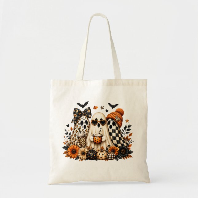 Cute Halloween Ghosts Fall Canvas Tote Bag (Front)
