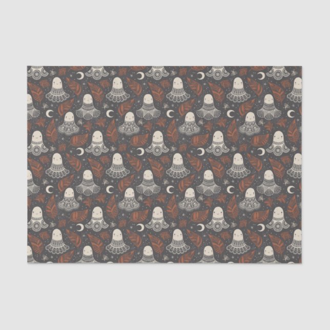 Cute Halloween Ghosts Lace - Rust Tissue Paper (Front)