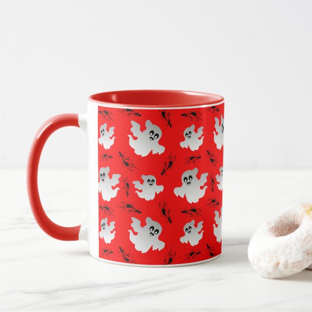 Cute Halloween Ghosts Mug (With Donut)