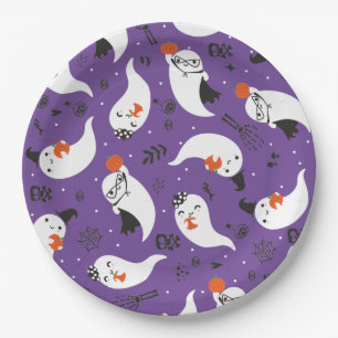Cute halloween ghosts pattern paper plate