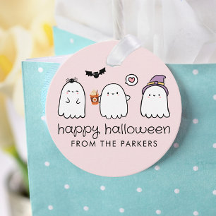 Cute Halloween Ghosts Pink Favour Tags