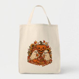 Cute Halloween Ghosts Pumpkin Autumn Picnic Spooky Tote Bag