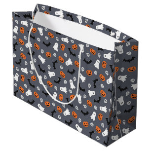 Cute Halloween Ghosts, Pumpkins, Skulls, Bats  Large Gift Bag