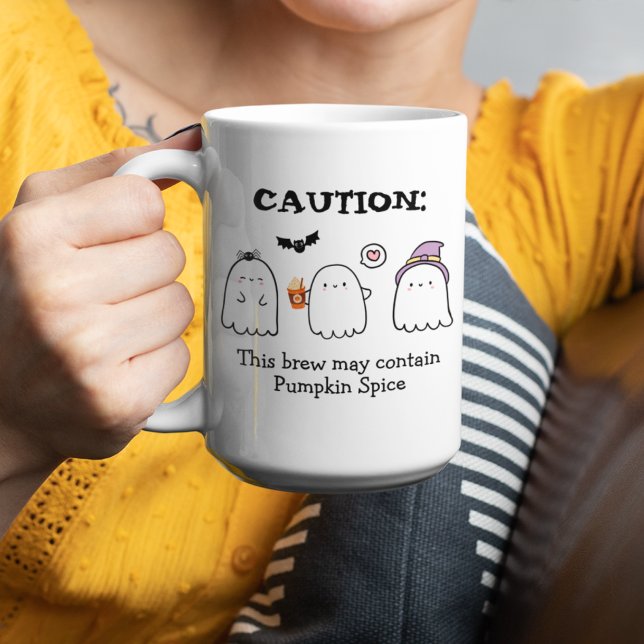 Cute Halloween Ghosts Spider Pumpkin Spice Custom Two-Tone Coffee Mug (Creator Uploaded)