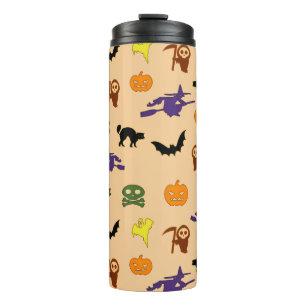 Cute Halloween ghosts witches doodle Pattern Thermal Tumbler