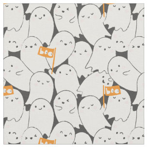 Cute Halloween Ghosts with little orange flags Fabric