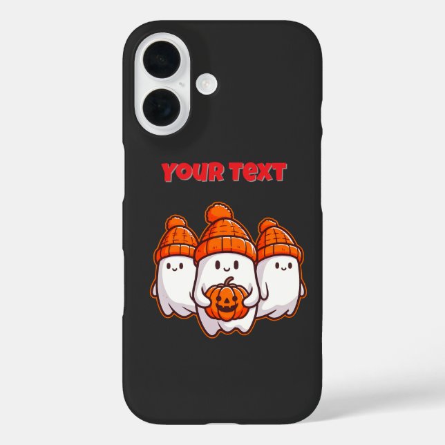 Cute Halloween Ghosts with Pumpkin and Orange Bean Case-Mate iPhone Case (Back)